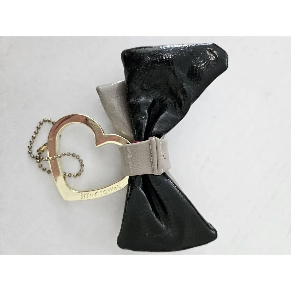 Betsey Johnson Heart & Bow Patent Leather Keychain